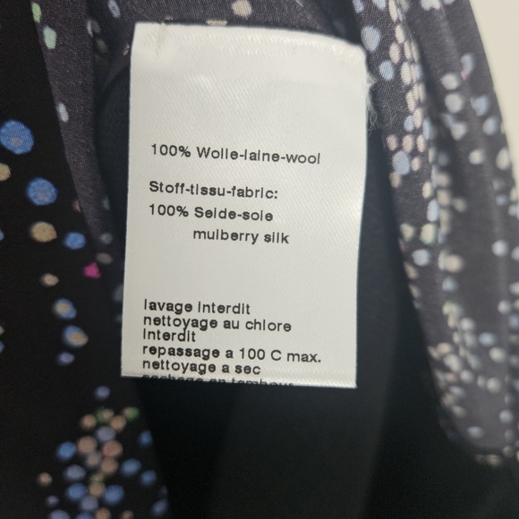 Akris Punto Black Wool Duster Bild In Silk Front Dresz Size 8 FLAW - Picture 7 of 7